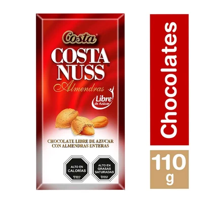Chocolate Costa Nuss Libre Azúcar 110 Gr
