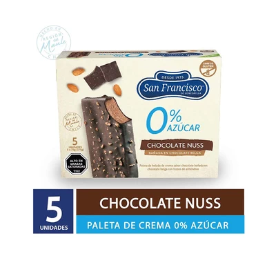 Pack Paleta Helado San Francisco. Choc Nuss 0% 5 Un
