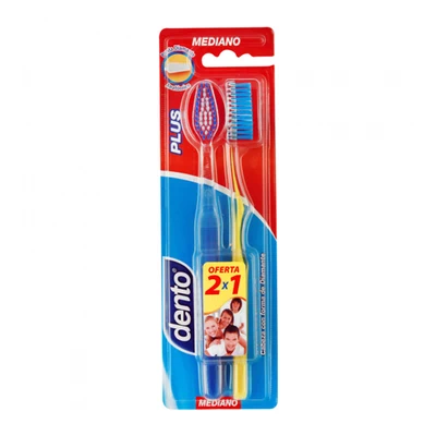 Cepillo Dento Plus Mediano Blíster 2x1