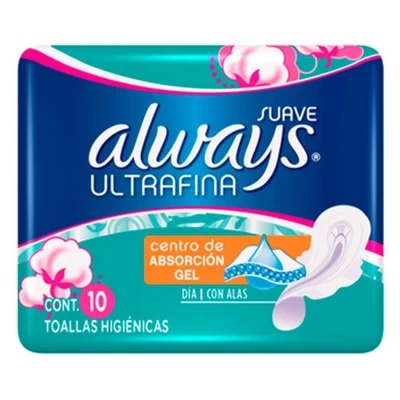 Toalla Femenina Always Ultrafina Suave C/Alas Día 1X10Ud 