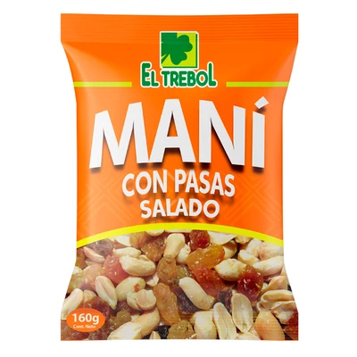 Maní Con Pasas Con Sal El Trébol 160 gr