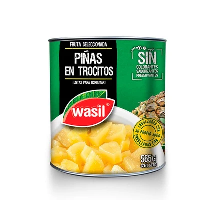 Piña Wasil Cubitos 560 Gr (340Gr Drenado)