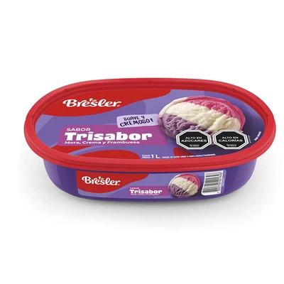 Helado Bresler Trisabor Mora Crema Frambuesa 1 Lt
