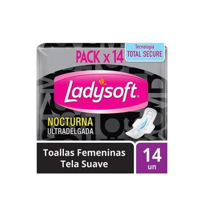 Ladysoft Ultra Delgada Suave Con Alas Nocturna 14 Unidades