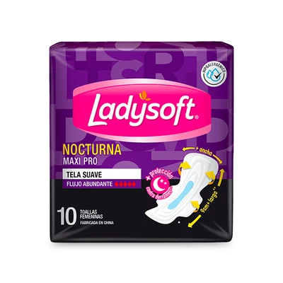 Toalla Femenina Ladysoft Nocturna Maxi Pro X 10 Un