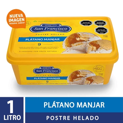 Helado San Francisco Plátano Manjar 1L