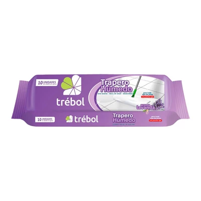 Trapero Húmedo Trébol Lavanda 10 Unidades 