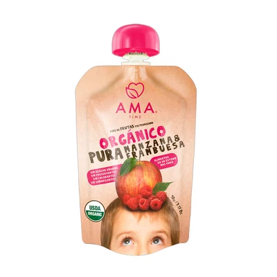 Puré Ama Orgánico Manzana Frambuesa 90 Gr