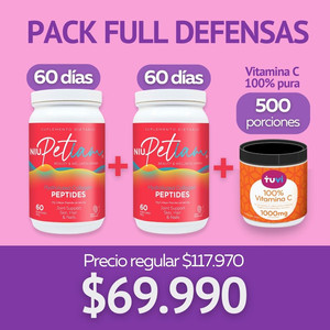 PACK FULL DEFENSAS: 2 NiuPetiam Polvo 60p + Vitamina C 500g