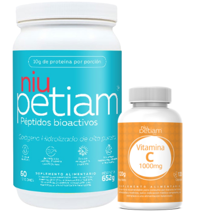 Colágeno Hidrolizado Alta Pureza 60 porciones (652g)  + Vitamina C 120 capsulas de 1g c/u