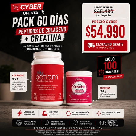 Promo Cyber NiuPetiam 60 porciones maracuyá + Creatina 60 porciones 100% pura