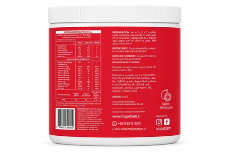 NiuPetiam 30p +  Vitamima C promoción Colágeno Hidrolizado en polvo, sabor maracuyá, 30 porciones para 30 días + 500 porciones 1g de vitamima C en polvo 100% pura - vista alternativa