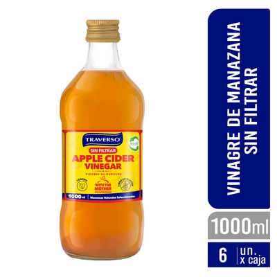 VINAGRE DE MANZANA SIN FILTRAR TRAVERSO 6x1000ml