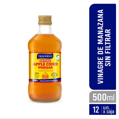 VINAGRE DE MANZANA SIN FILTRAR TRAVERSO 12x500ml