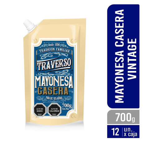 MAYONESA CASERA VINTAGE TRAVERSO 12x700 DOYPACK