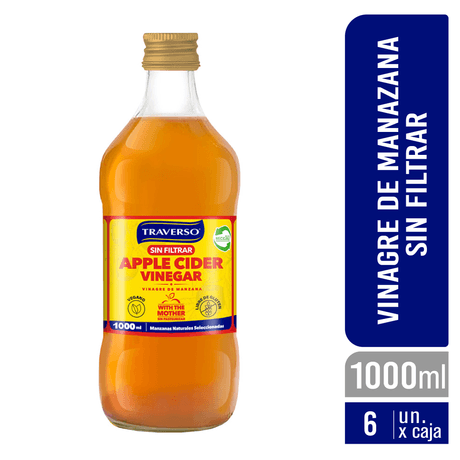 VINAGRE DE MANZANA SIN FILTRAR TRAVERSO 6x1000ml