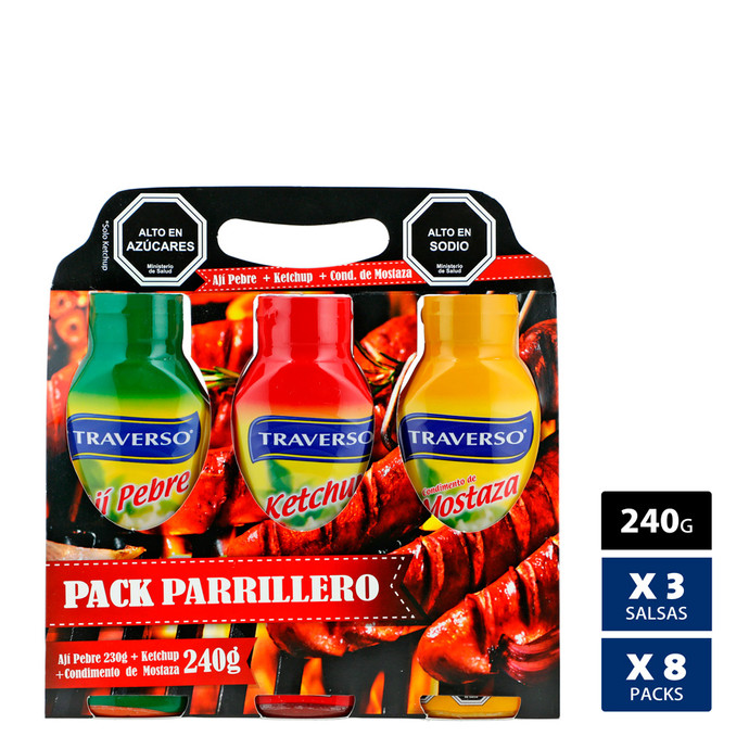 Pack Parrillero - Caja 8 Unidades - Pack Parrillero (Ketchup, Mostaza y Aji Pebre)