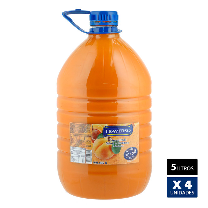 Jugo Concentrado Damasco 5lt - Caja 4 Unidades - Jugo Concentrado Sabor Damasco
