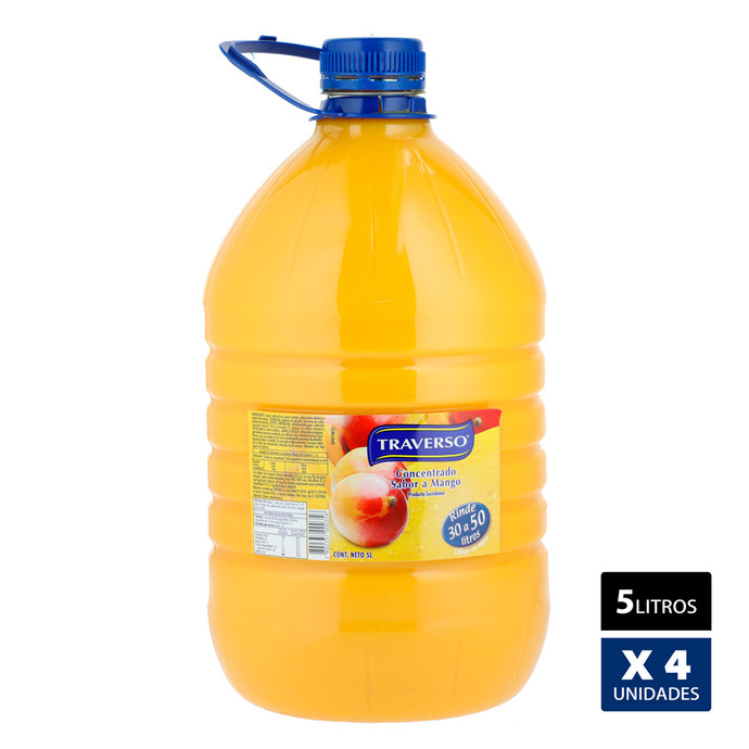 Jugo Concentrado Mango 5lt - Caja 4 Unidades - Jugo Concentrado Sabor Mango