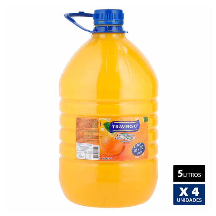 Jugo Concentrado Naranja 5lt - Caja 4 Unidades - Jugo Concentrado Sabor Naranja