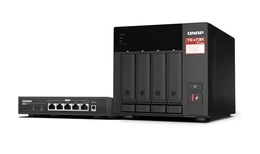 Servidor NAS QNAP TS-473A-SW5T-US, AMD Ryzen Embedded V1500B 2,2 GHz, RAM 8 GB, 2,5 GbE, Bubdle Switch