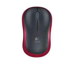 Mouse inalámbrico Logitech M185, Ambidextro, USB, Óptico, 1000 DPI, Rojo, Negro