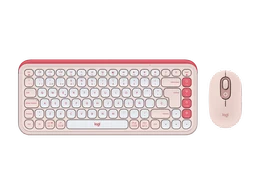 Kit teclado y mouse Logitech POP Icon Combo, Bluetooth, Rosa, Español