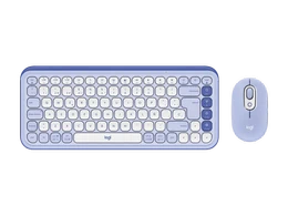 Kit teclado y mouse Logitech POP Icon Combo, Bluetooth, Lila, Blanco, Español