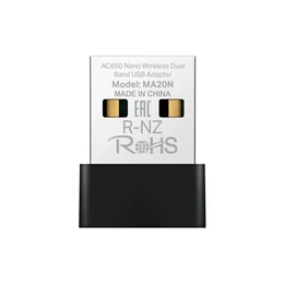 Adaptador Wi-Fi Mercusys MA20N, doble banda, 650 Mbps, Nano USB, Windows 10/11
