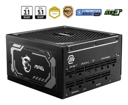 Fuente de poder MSI MAG A1250GL PCIE5, 1250 W, ATX, 80 Plus Gold, modular, negro