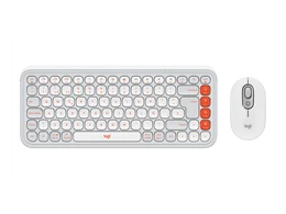 Kit teclado y mouse Logitech POP Icon Combo, Bluetooth, Blanco, Naranja, Español