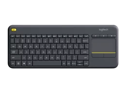 Teclado con touchpad Logitech K400 Plus, inalámbrico, RF USB, Negro