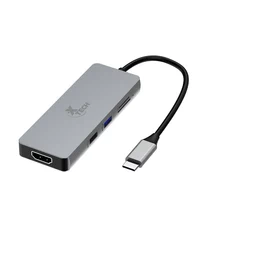 Hub Multipuerto Xtech XTC-564, 5 en 1, USB-C, HDMI 4K, USB 3.0, USB 2.0, SD/MicroSD, 17 cm