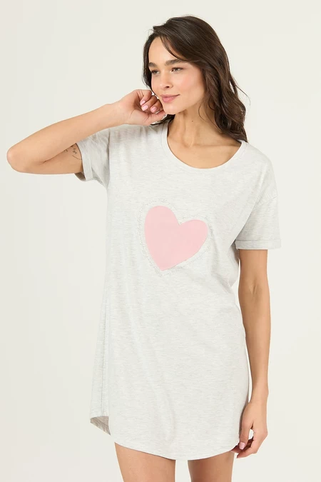 Camisa Emilia Manga Corta Gris Melange - vista alternativa