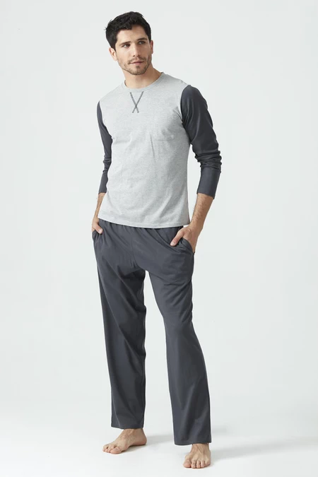 Pijama Tomas Pantalon Largo Gris
