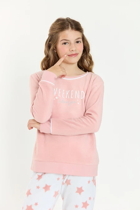 Pijama Cuello Polar Kids Rosado