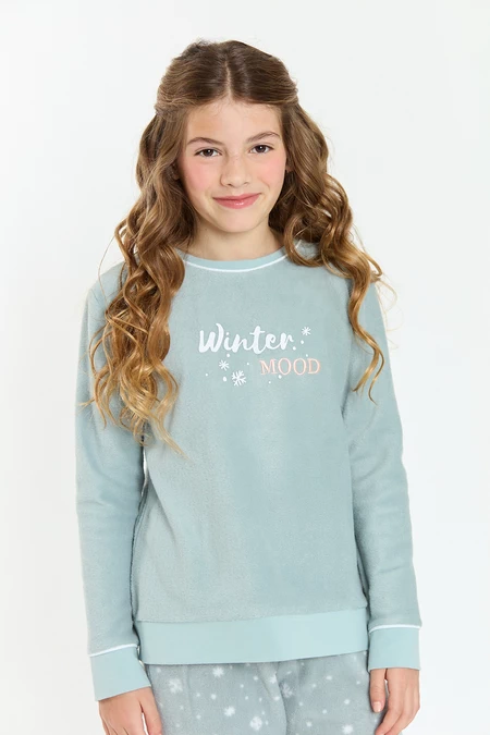 Pijama Cuello Polar Kids Celeste