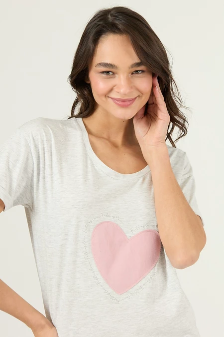 Camisa Emilia Manga Corta Gris Melange
