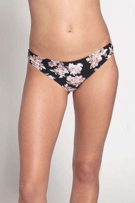 Bottom Bikini Elastico Negro Flor