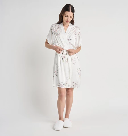 Bata Mini Satin Blanco Estampado