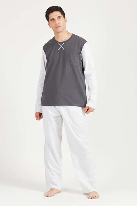 Pijama Tomas Pantalon Largo Gris