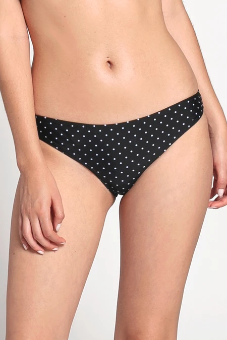 Bottom Bikini Elastico Negro Puntos