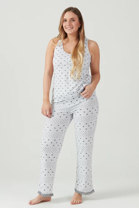 Pijama New Heart Pantalon Largo Gris - vista alternativa