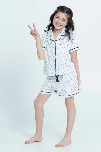 Pijama Lux Short Kids Blanco Estampado