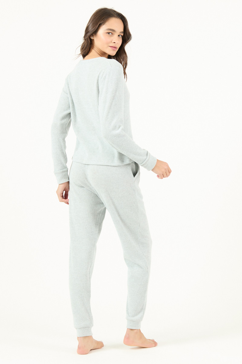 Pijama Leti Rib Gris Claro