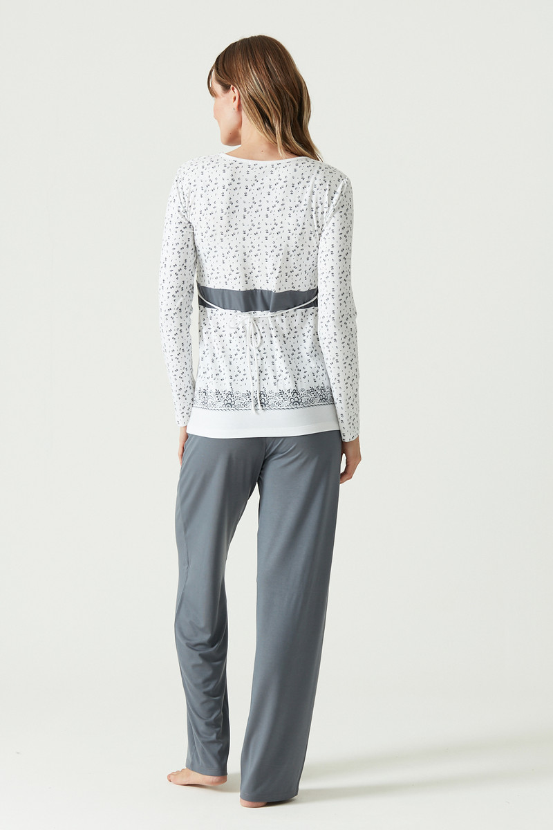Pijama Flower Gris