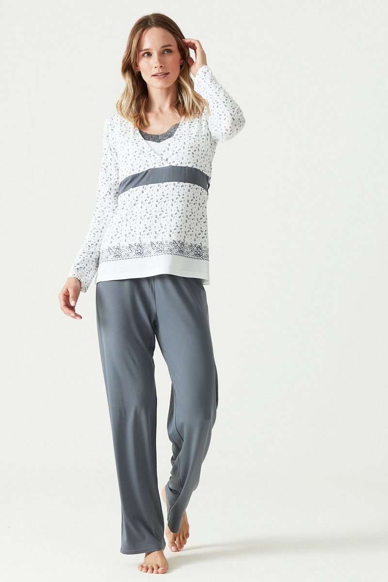 Pijama Flower Gris