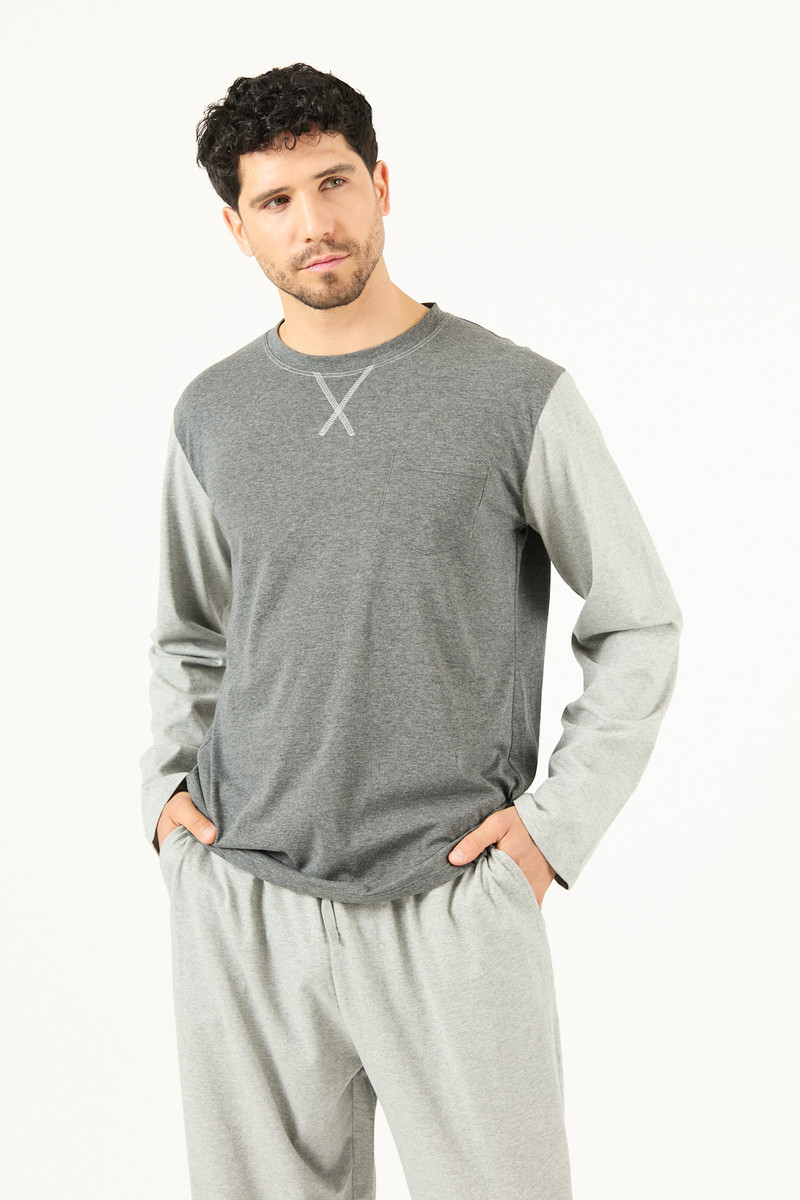 Pijama Tomas Pantalon Largo Gris