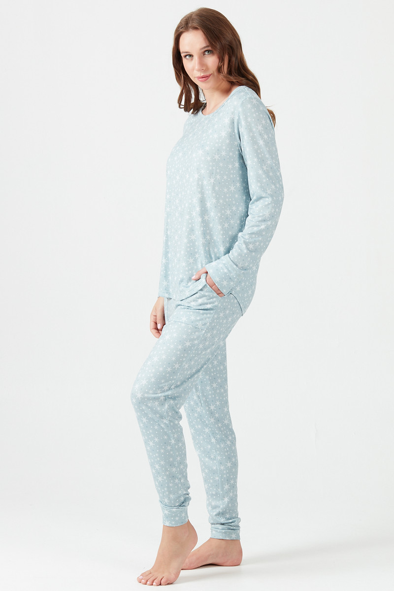 Pijama Gante Celeste Estampado