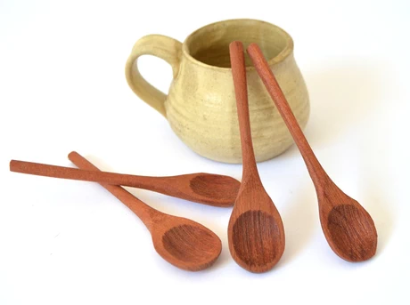 Set de 4 cucharitas rústicas en madera de raulí